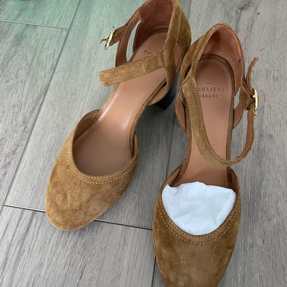Sezane Shoes - Sézane Tan Suede Ankle-Strap Pumps